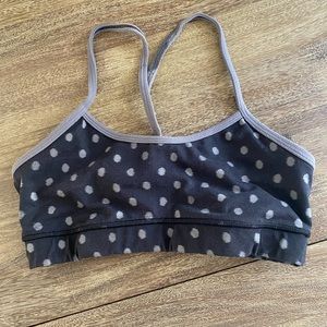 Lululemon flow y bra, size 6, black with grey dots